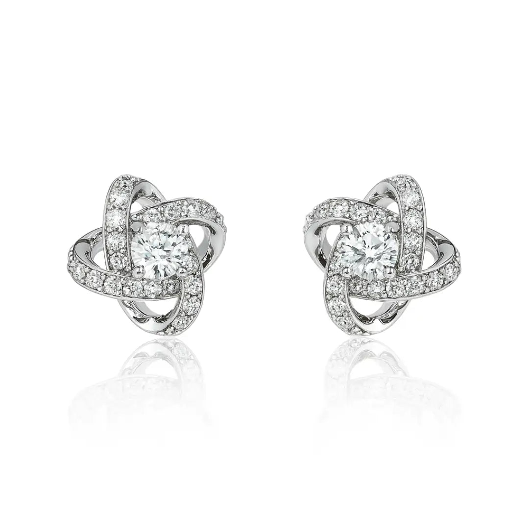 925 Silver CZ Halo Stud Earrings
