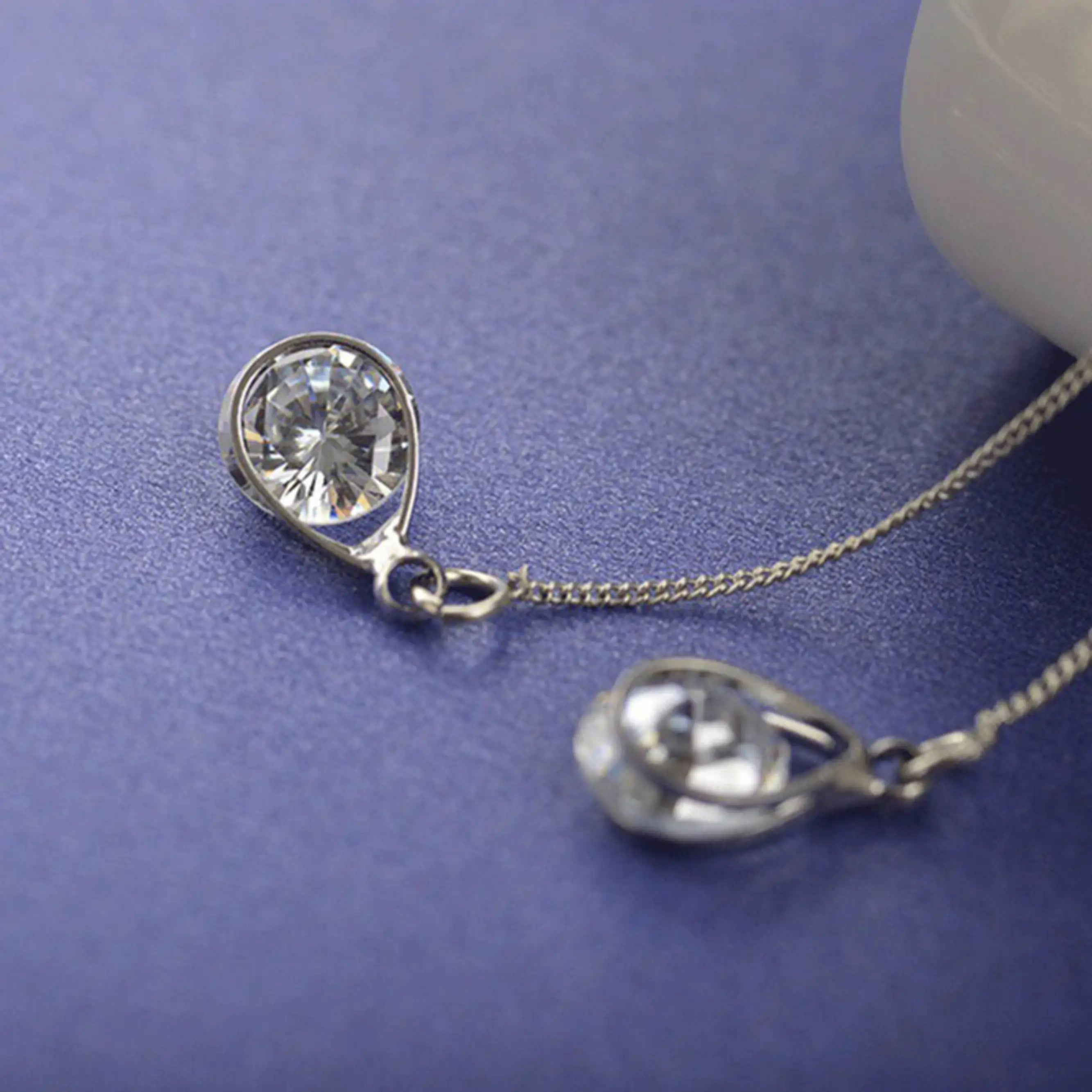 Crystal Water Drop Tassel Earrings