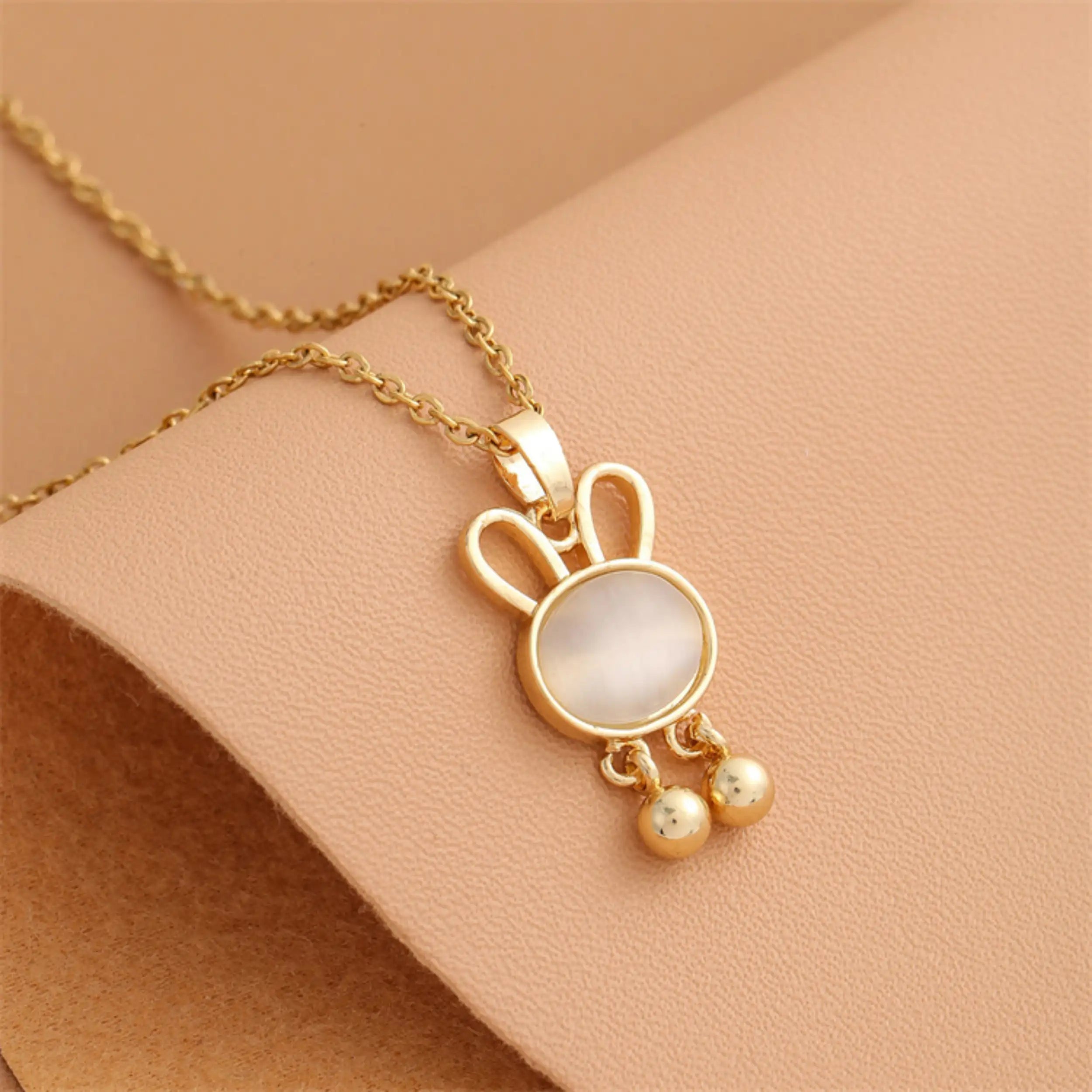 Titanium Steel Rabbit Opal Necklace