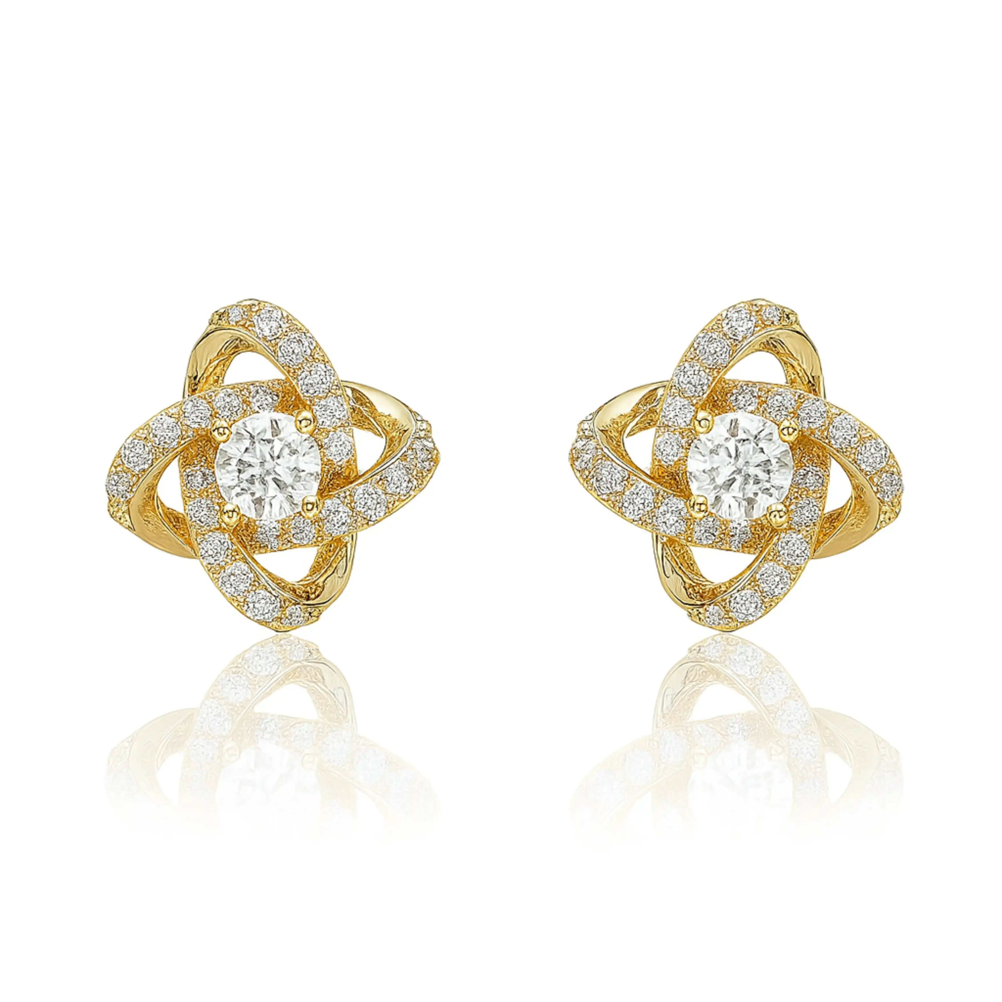 925 Silver CZ Halo Stud Earrings