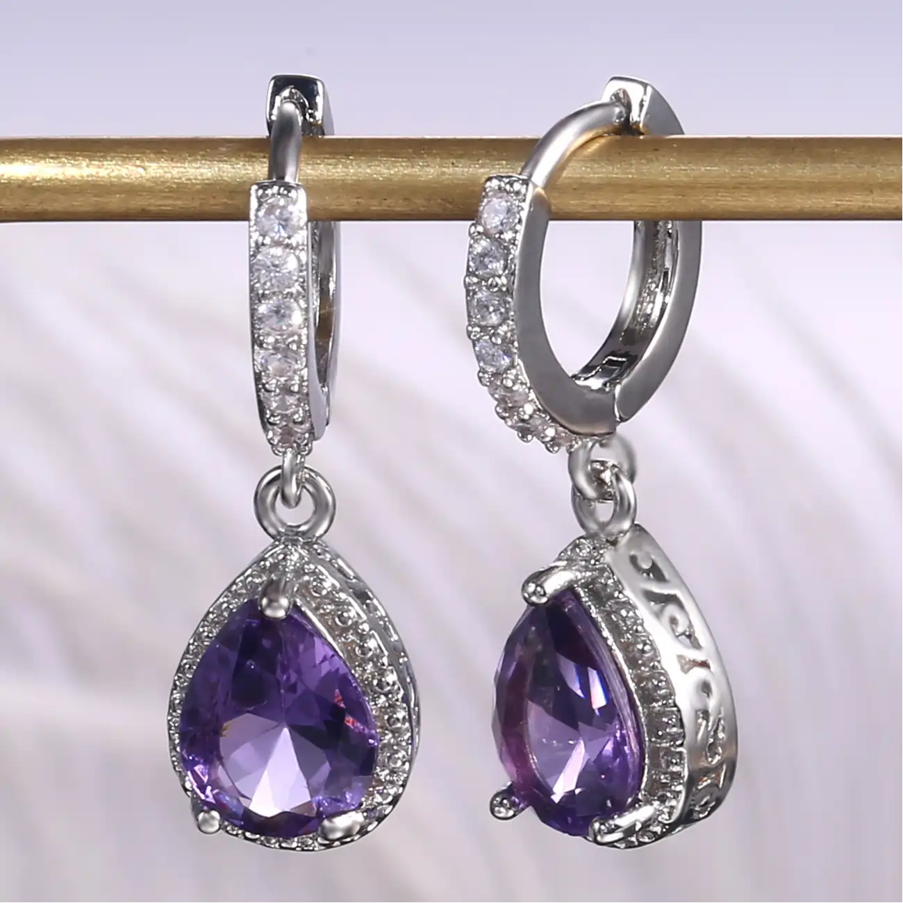Royal Purple Pear Drop Earrings