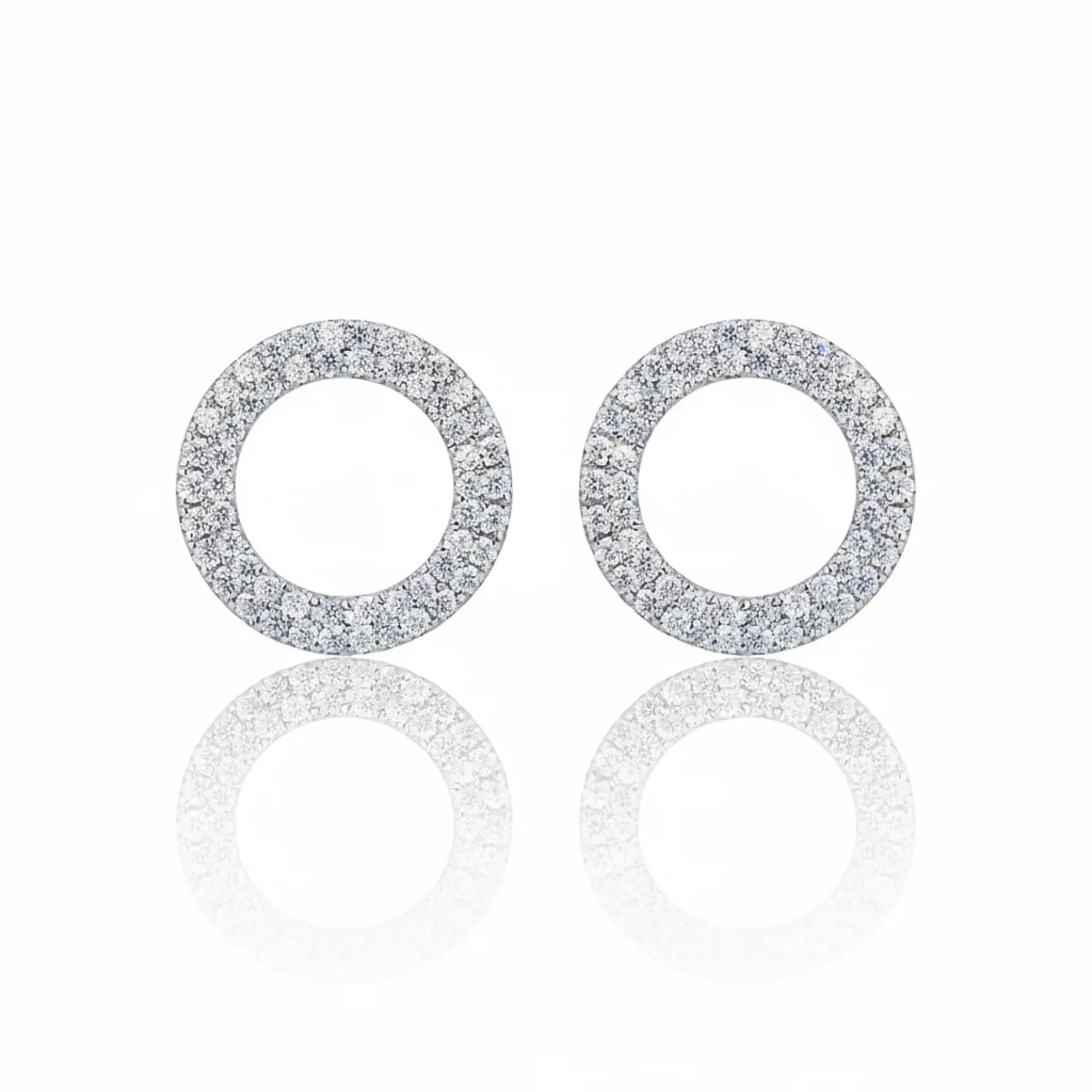 Hollow CZ Circle Stud Earrings