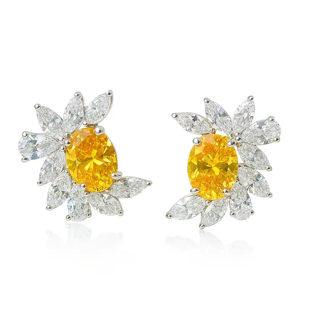 Flower CZ Stud Earrings for Women