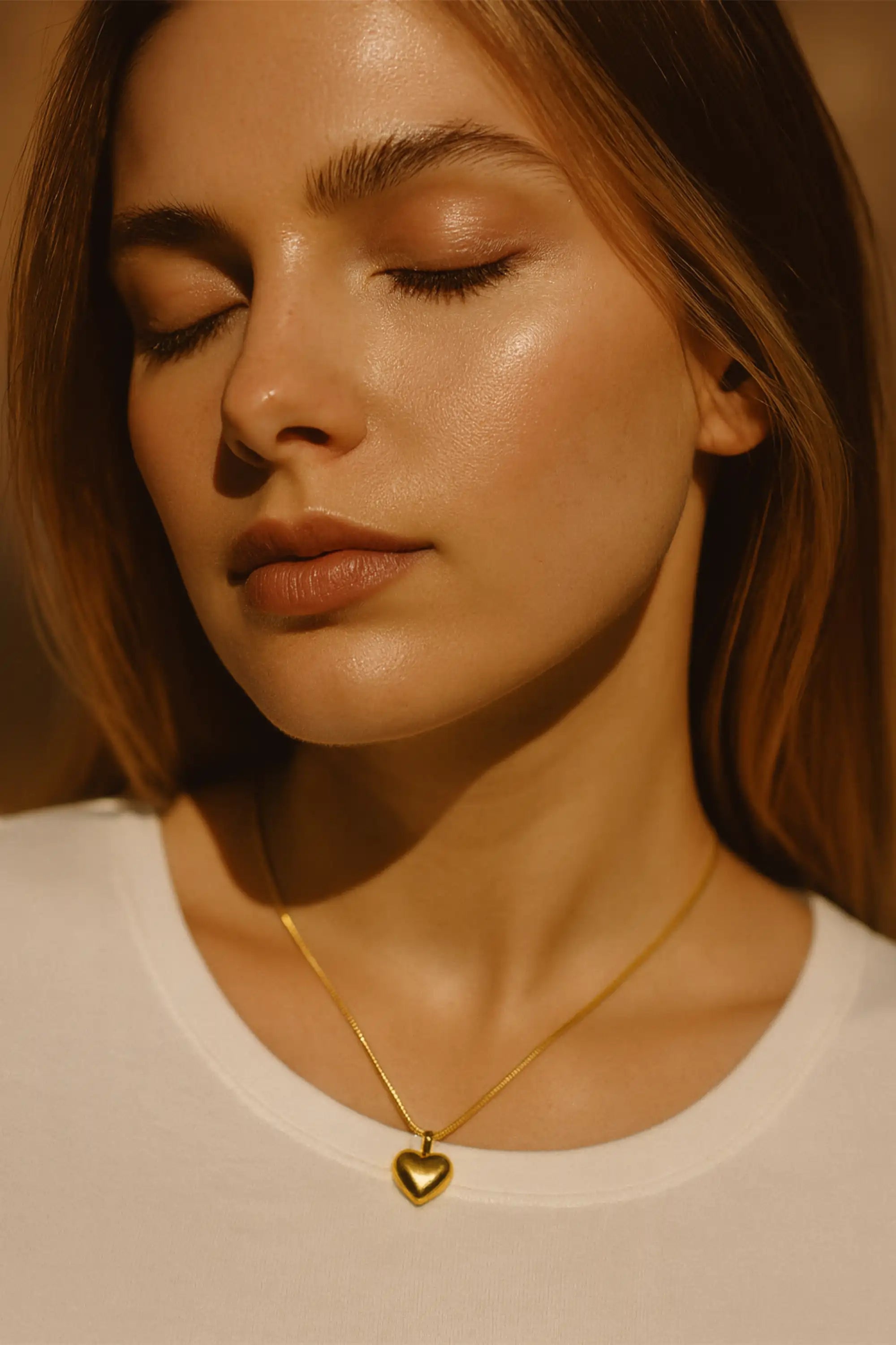 Rose Gold Heart Peach Necklace