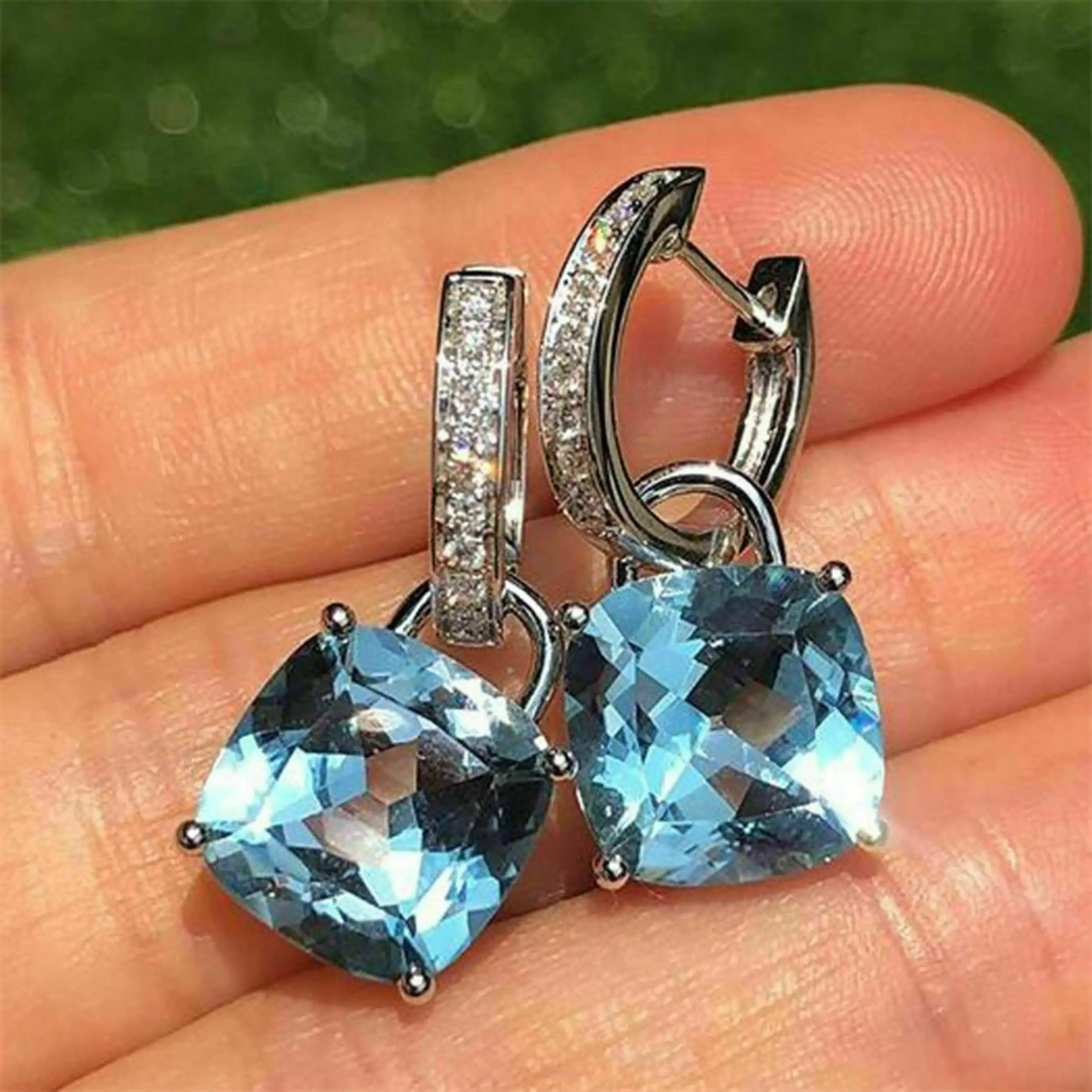 Classic Silver Plated Pave Cubic Zircon Drop Earrings