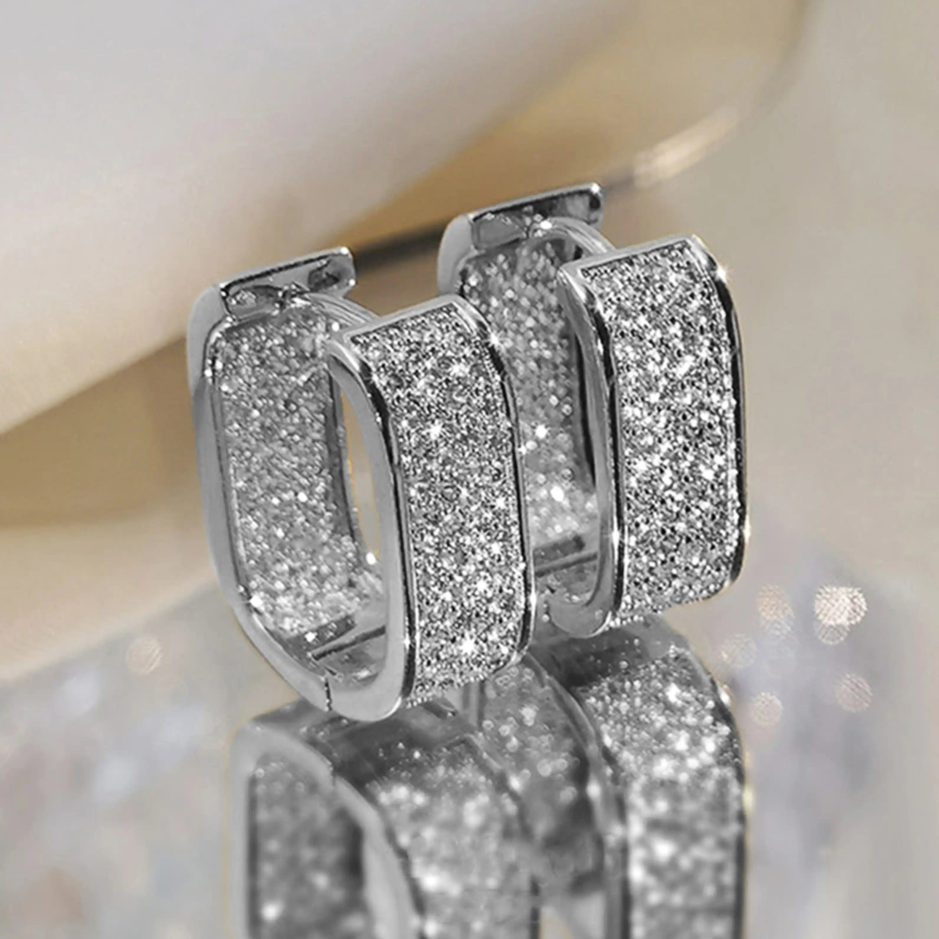Hip Hop Fashion Paved CZ Hoop Earrings