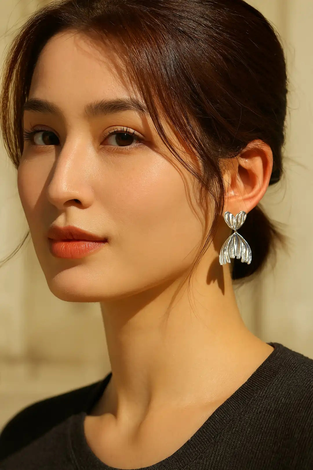 925 Silver Plated Fish Tail CZ Stud Earrings for Women