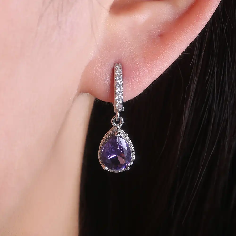 Royal Purple Pear Drop Earrings