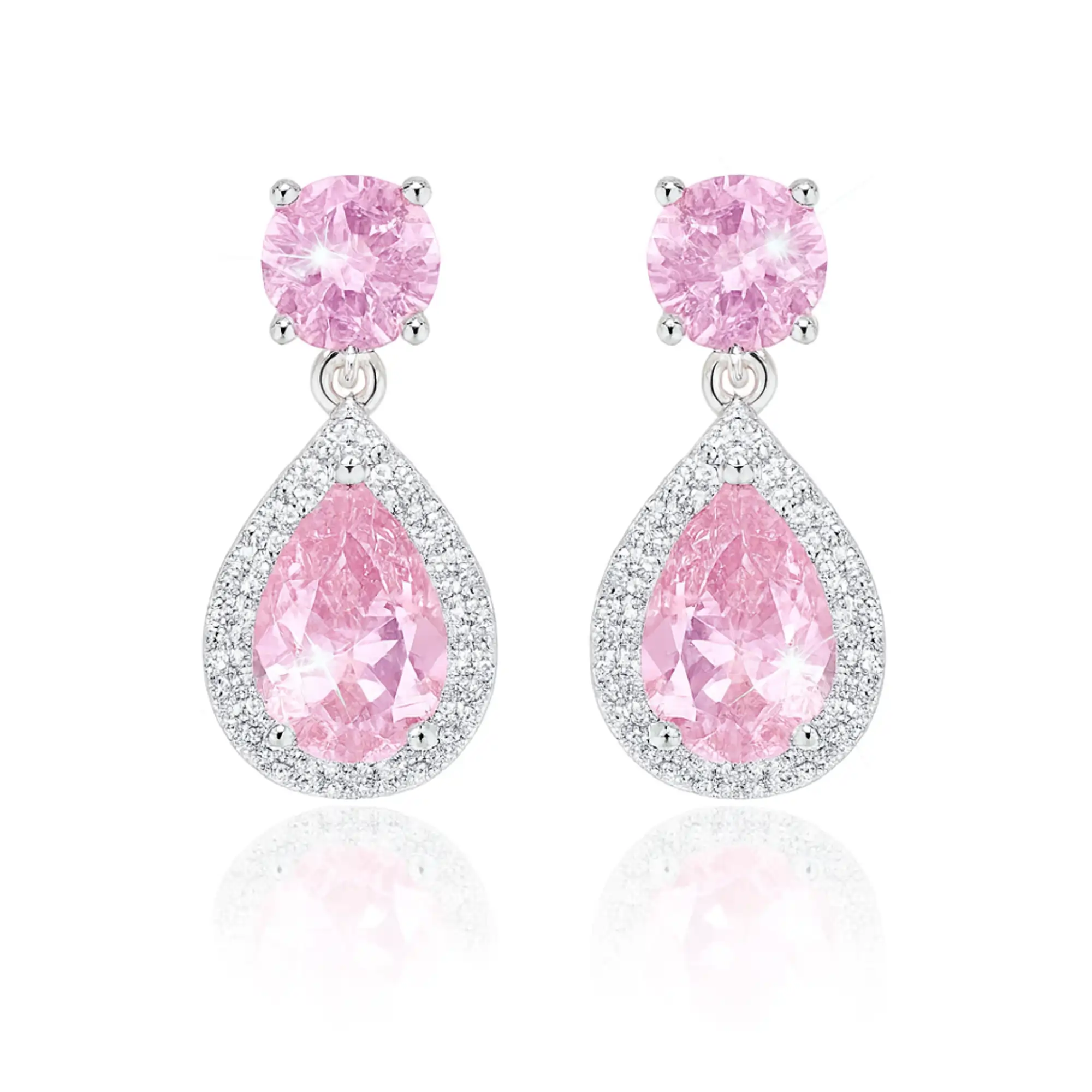 5-Color Water Drop Zircon Silver Earrings