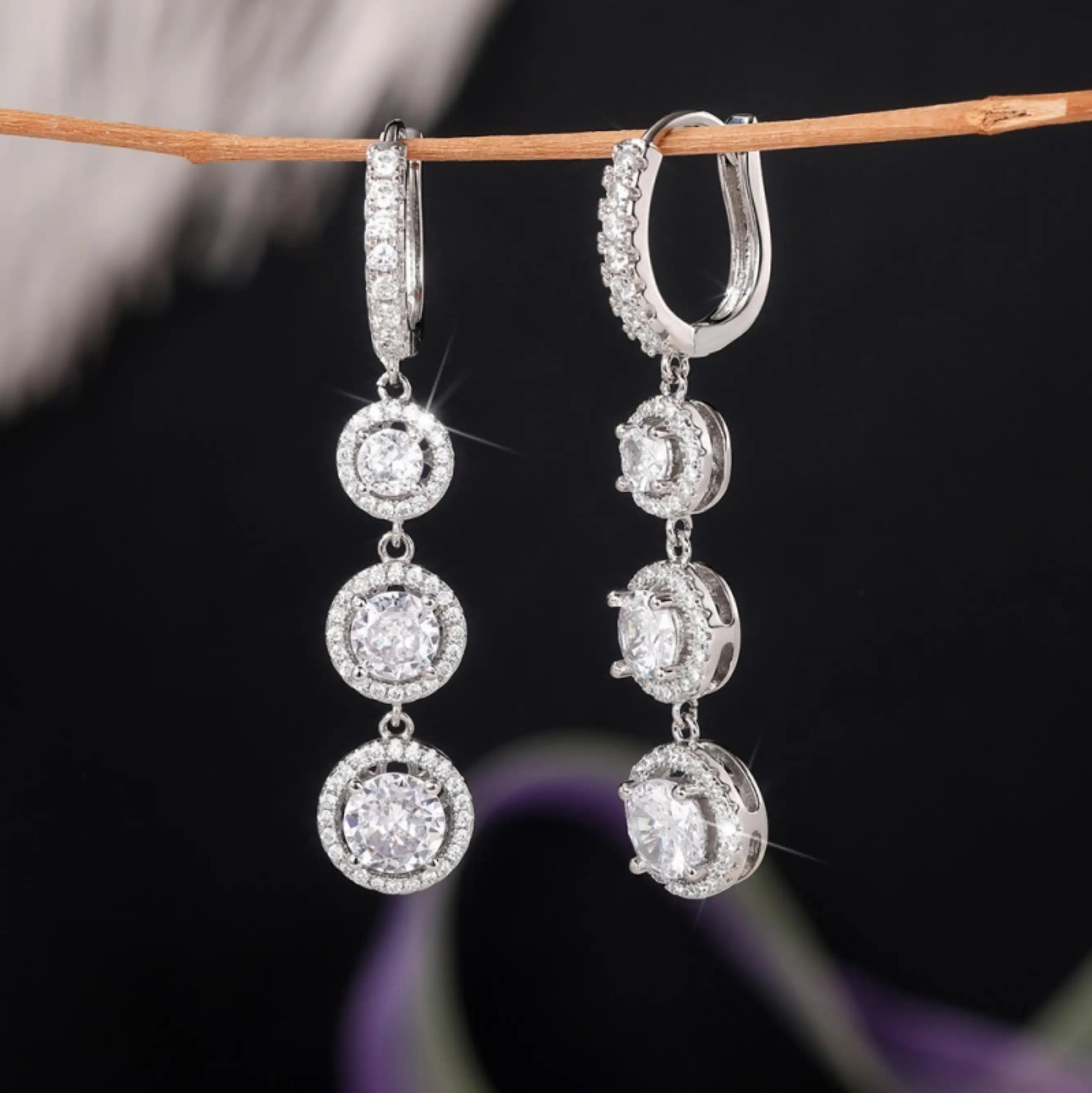 Brilliant CZ Long Dangle Earrings