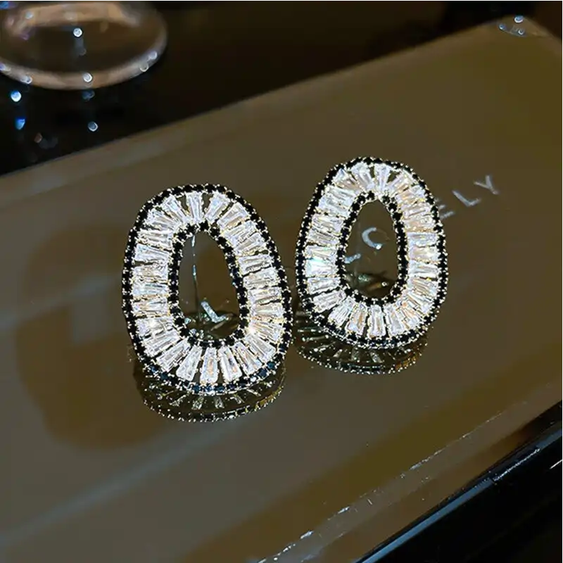 Black CZ Stud Earrings