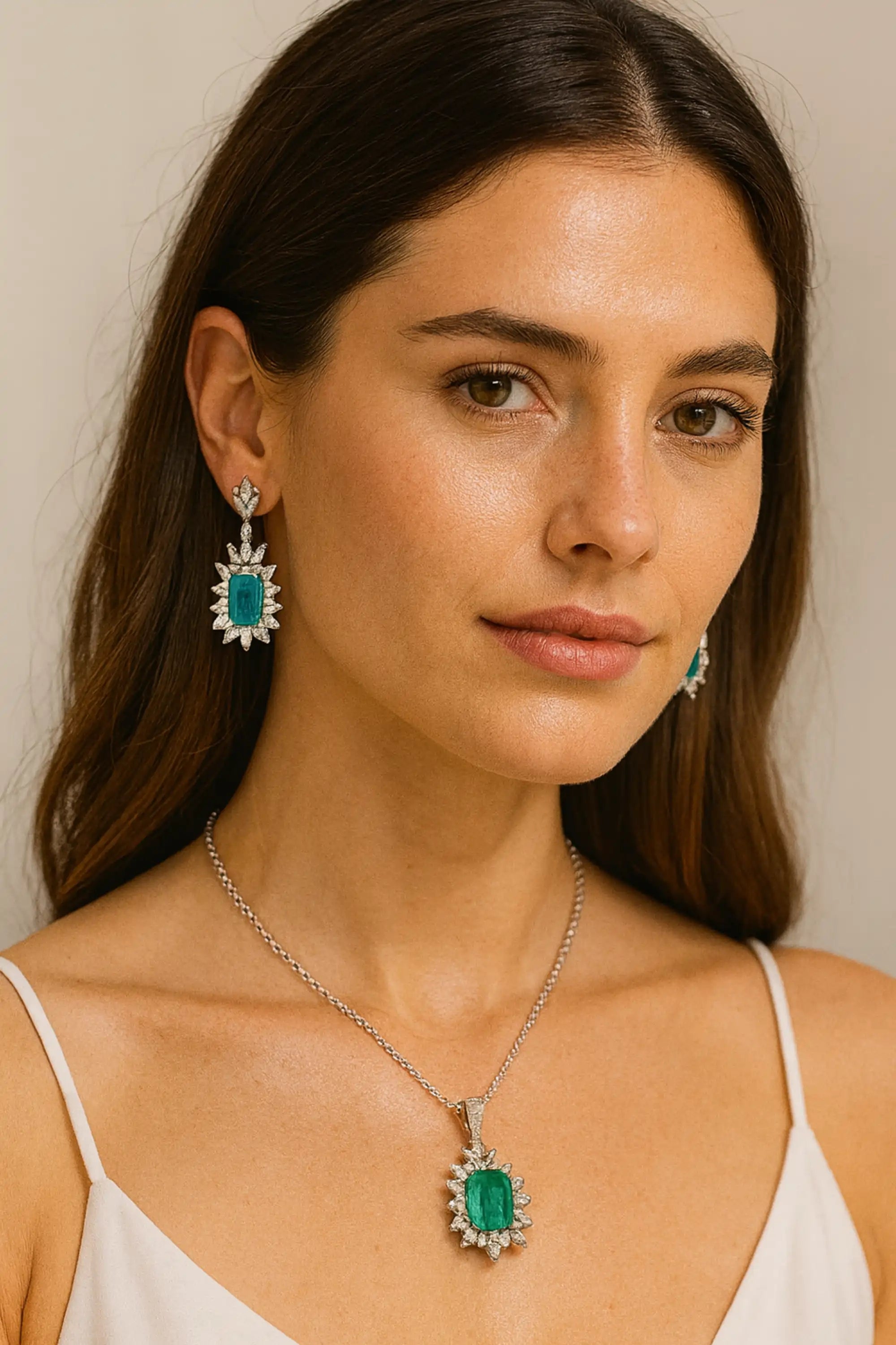 Emerald Cut Blue Zircon Jewelry Set