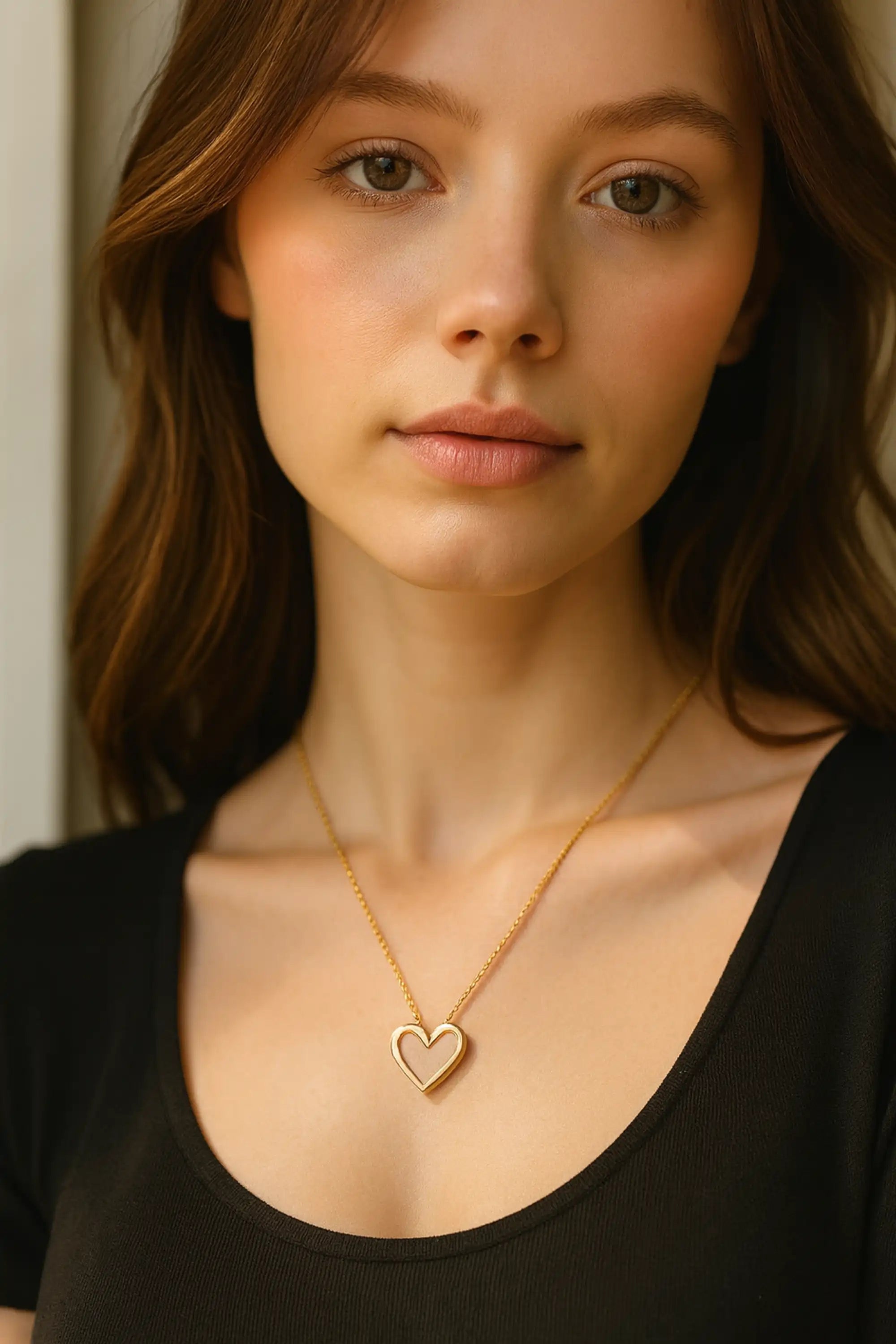 Titanium Steel Shell Heart Pendant Necklace