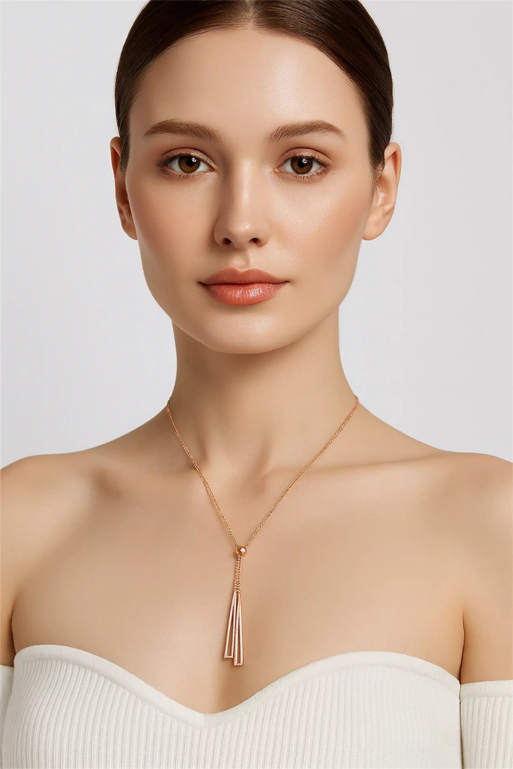 Rose Gold Triangle Tassel Necklace