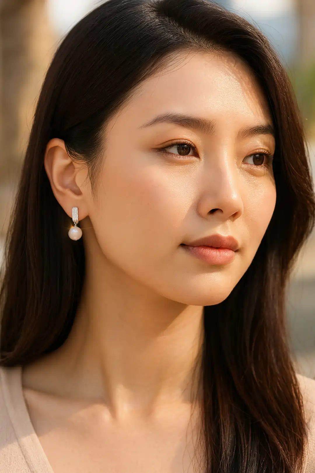 CZ Pearl Dangle Wedding Earrings