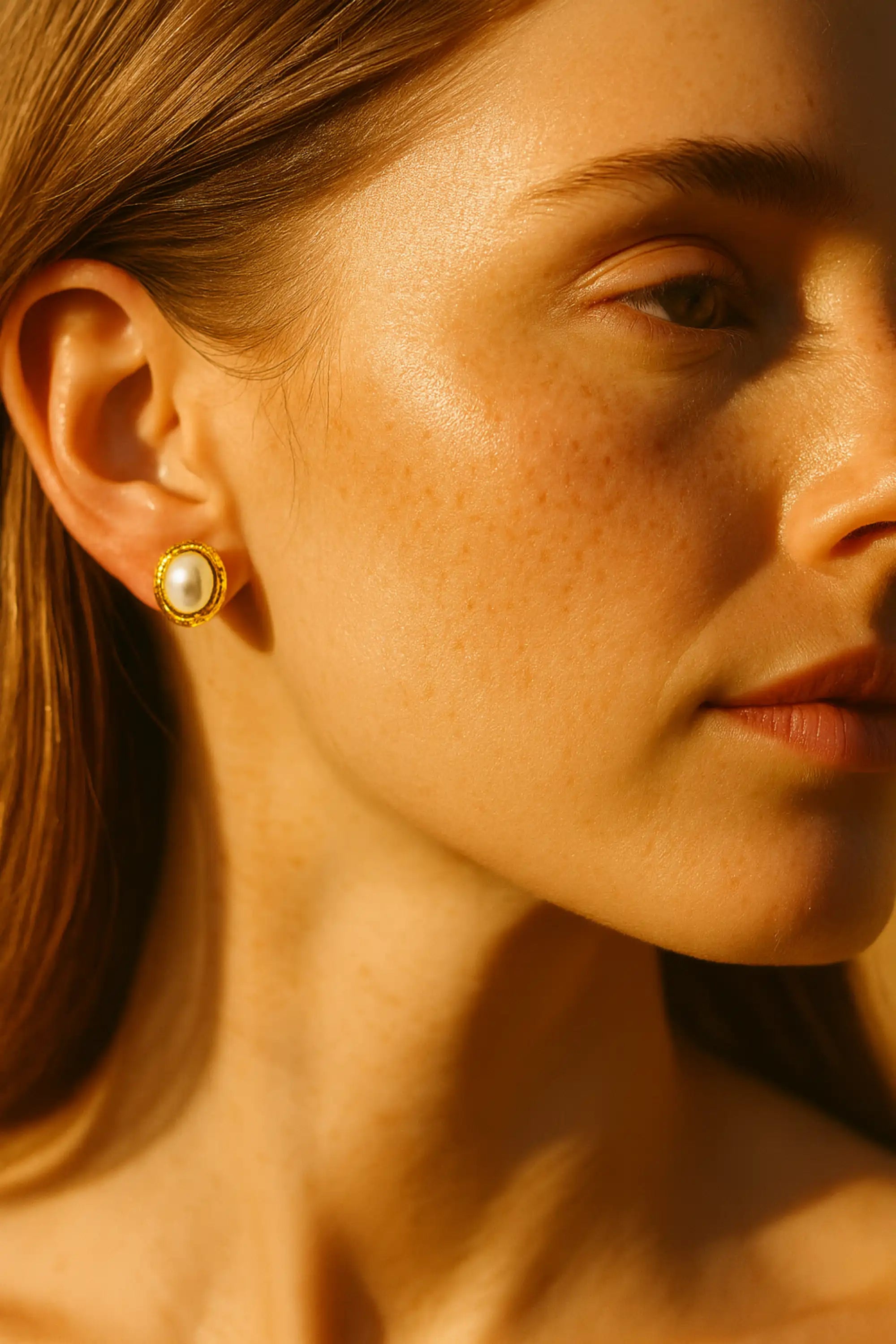 18K Plated Pearl Stud Earrings