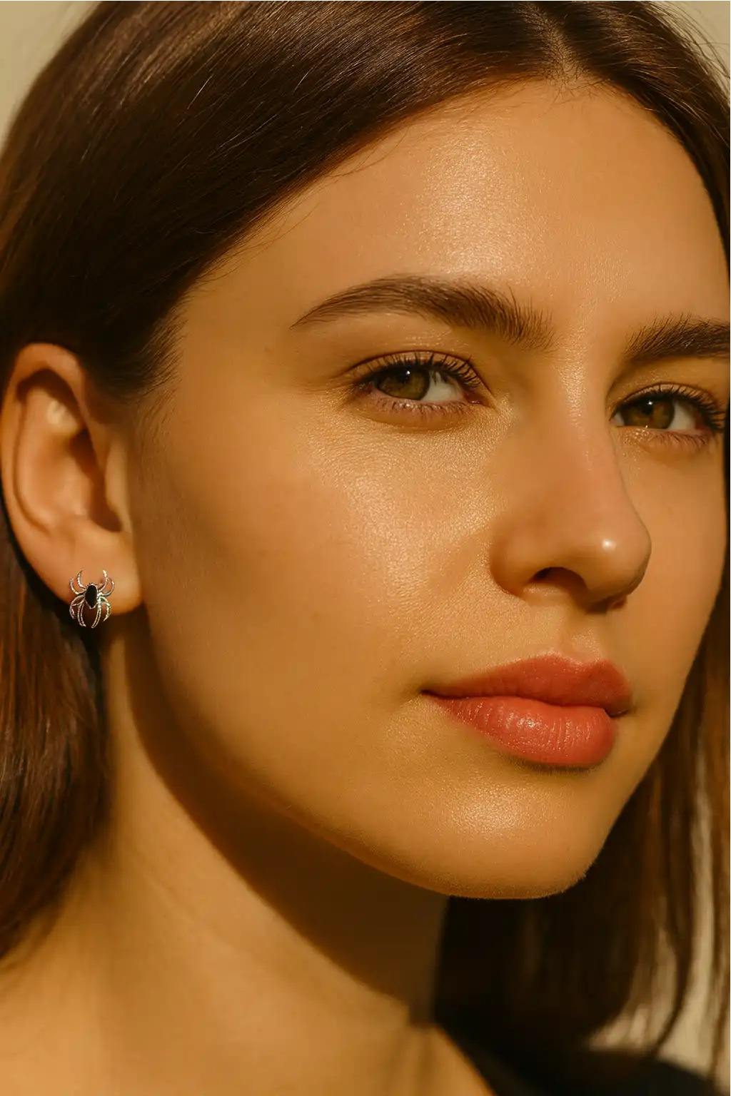 Black Spider CZ Stud Earrings