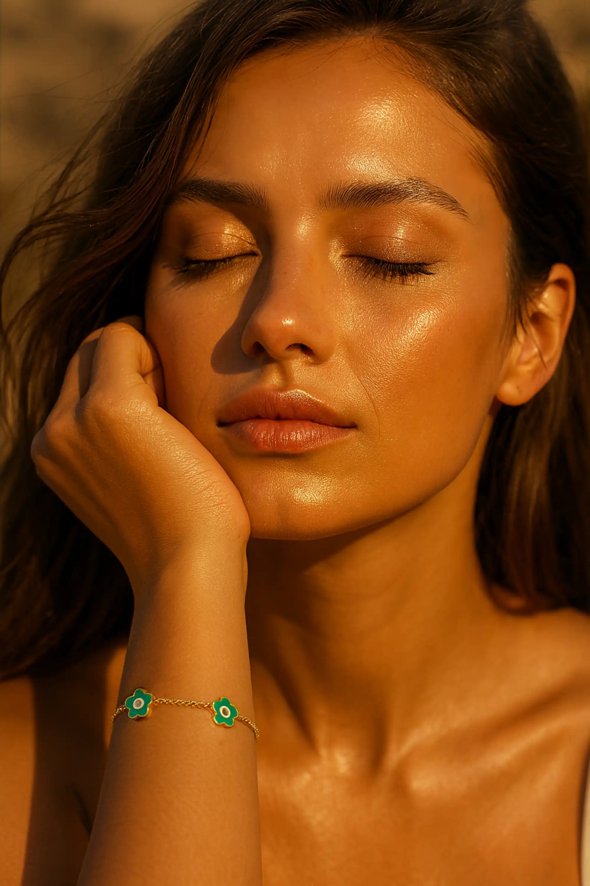 Stainless Steel Multicolor Flower Eye Bracelet