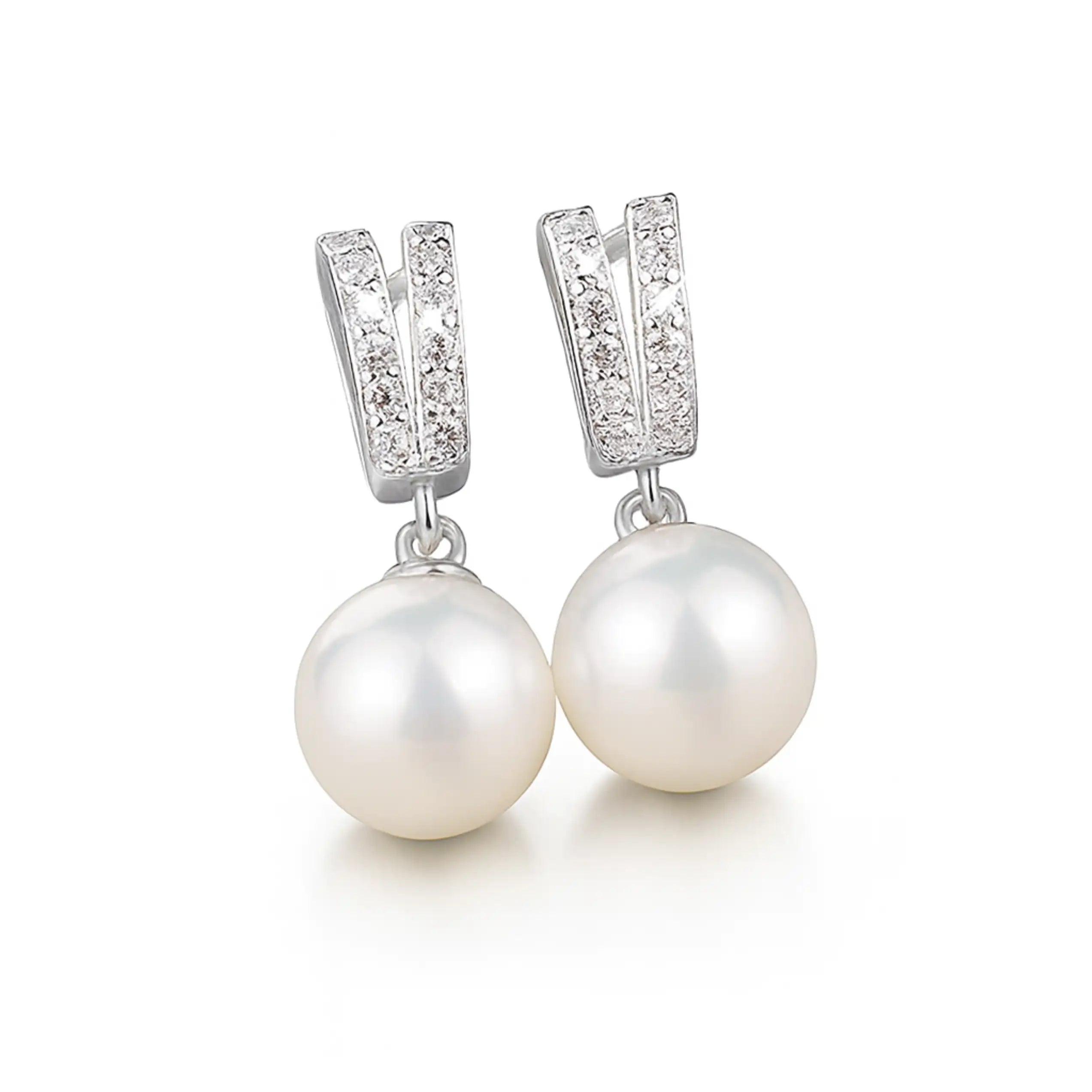 Exquisite CZ Pearl Drop Earrings