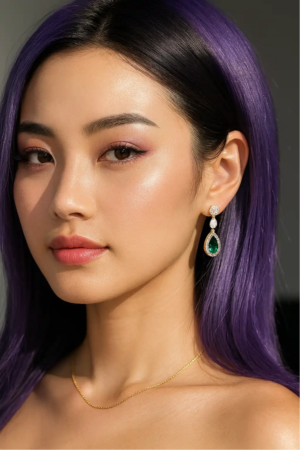 18K Gold Emerald Marquise Drop Earrings